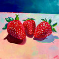 “Strawberry Trio” original oil painting